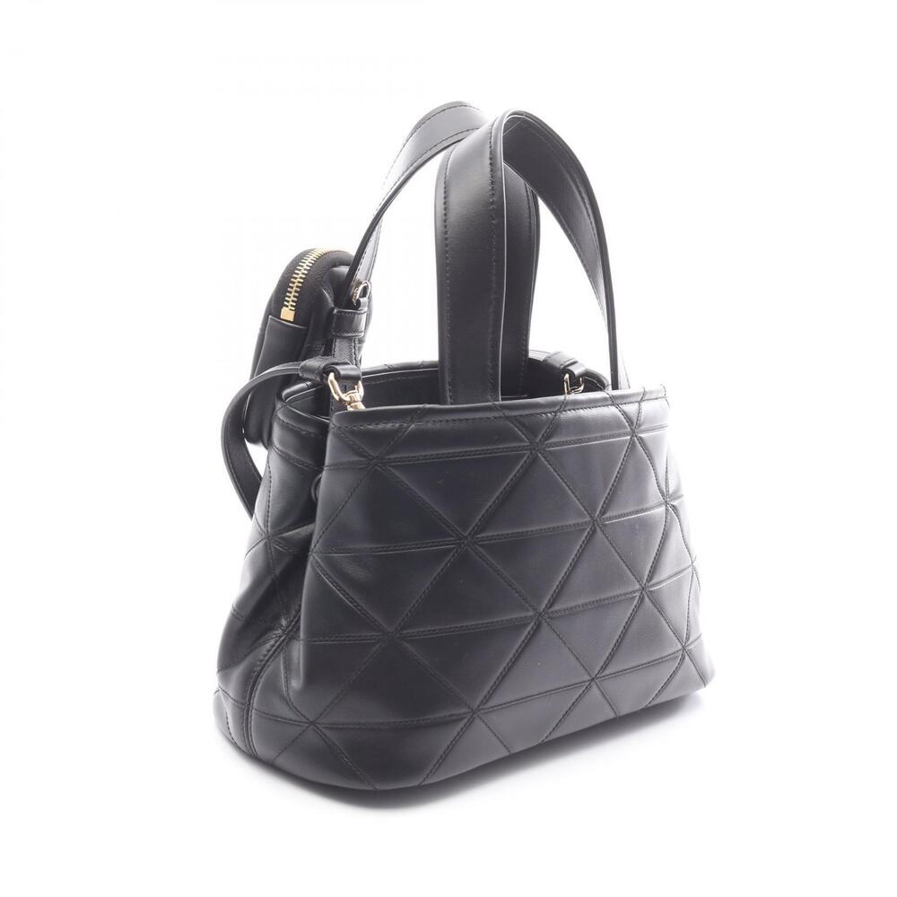 Prada black bag shoulder triangle leather Vitello stitched